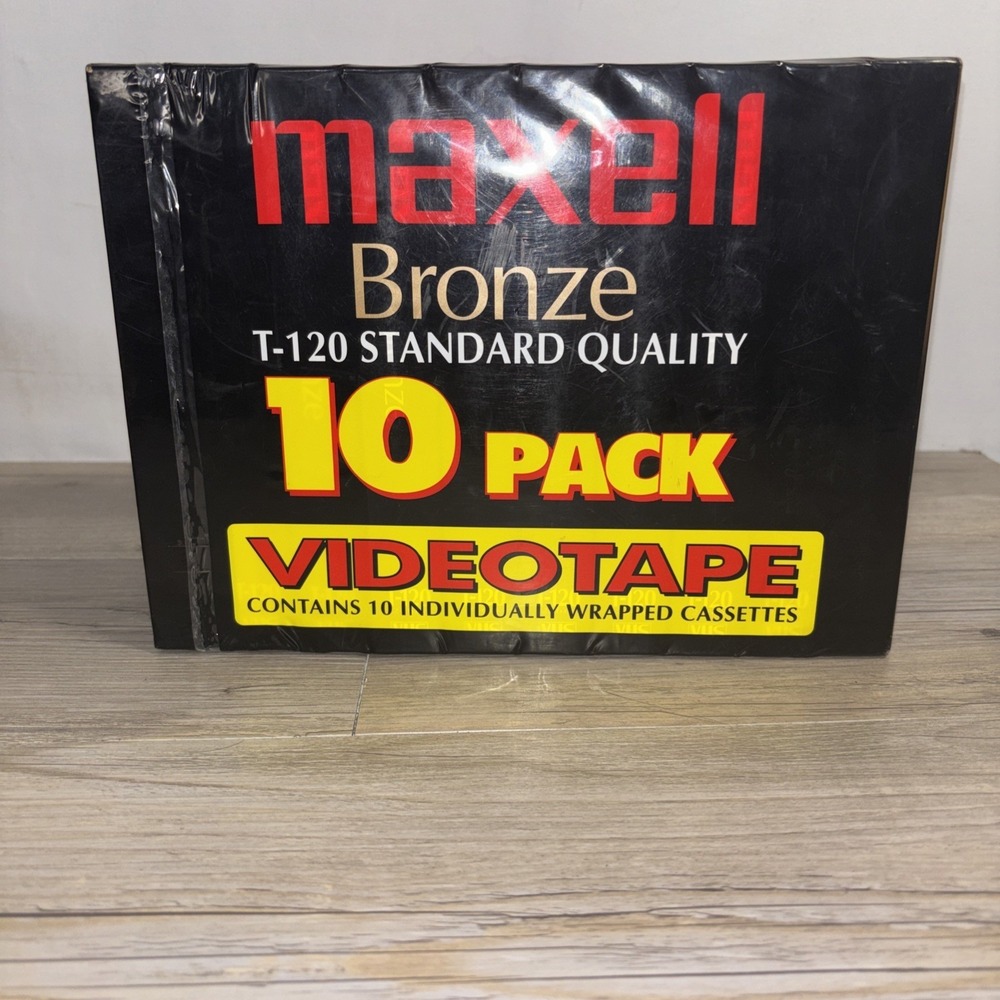 Sealed Maxell T-120 Bronze 10 Pack Blank Video VHS Tapes 6 Hour Standard Quality